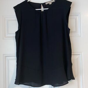 Loft Black Ruffle Sleeve and Waist Top Size Small